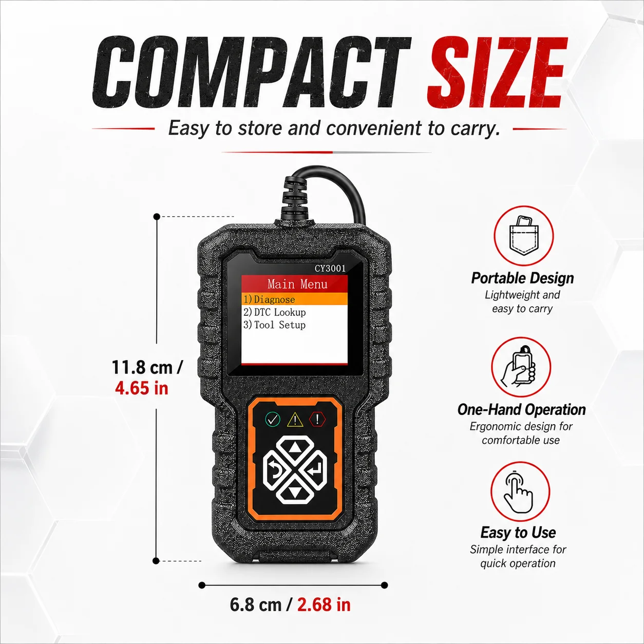 Creader 3001 OBD2 Scanner, Engine Fault Code Reader Mode 6 CAN Diagnostic Scan Tool for All OBDII Protocol Cars Since 1996
