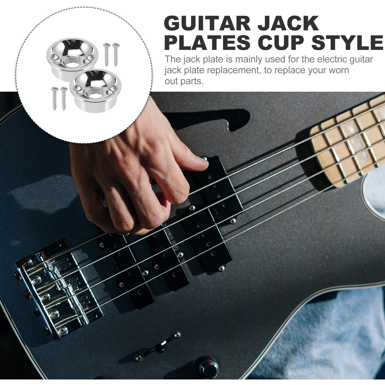 

Electric Guitar Socket Plates Black Metal Jack Plates for Input Output Bass Replacement Fittings Sturdy Smooth Installation