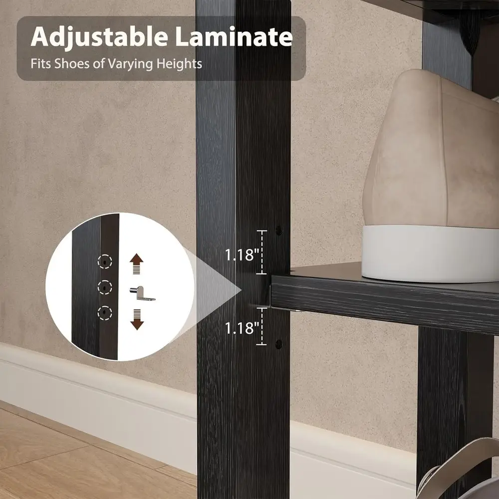 Banco de almacenamiento de zapatos de entrada de 2 niveles, 31,5 para puerta delantera y dormitorio