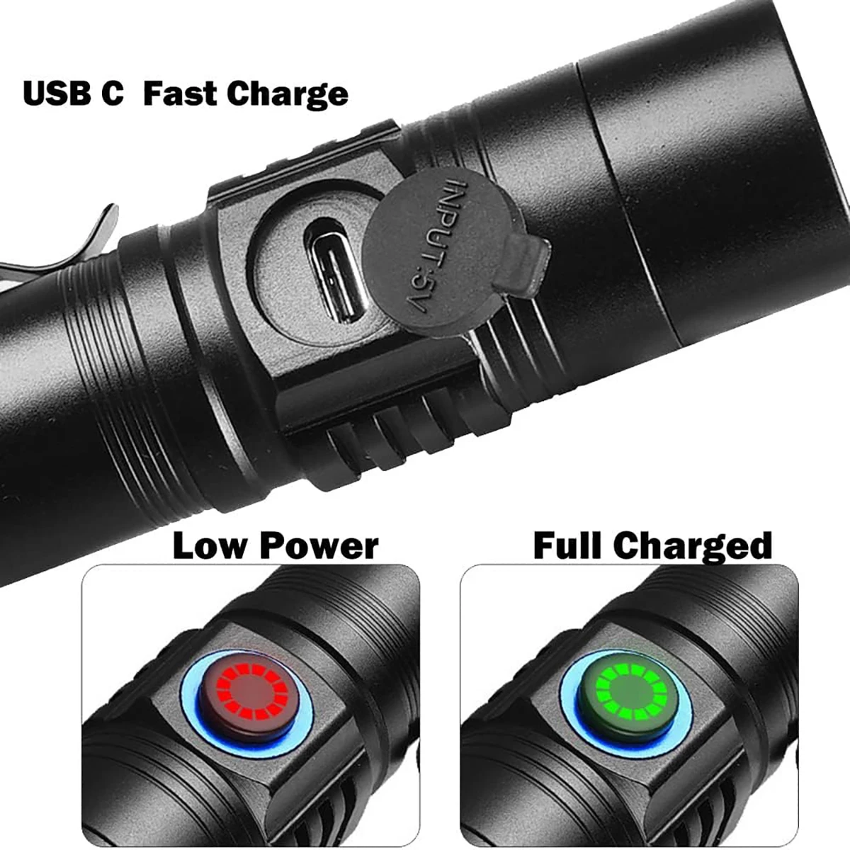 D2 Rechargeable UV Flashlight 365nm UV Light 5W Ultraviolet Black Light for Pet Urine Stains Uranium Glass Minerals Resin Curing