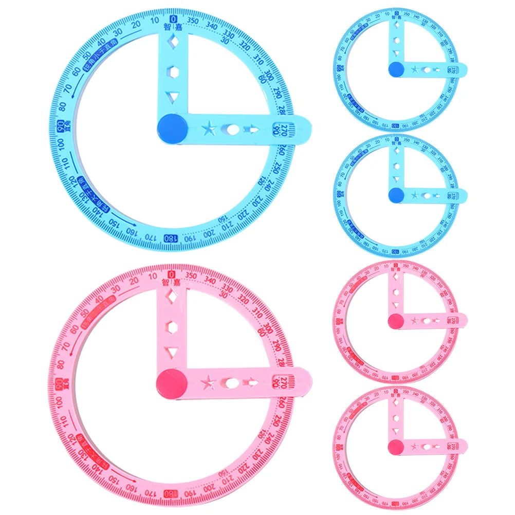 6 Pcs Circle Geometric Ruler Architectural Protractor 360 Multi-function Set Protractors Office