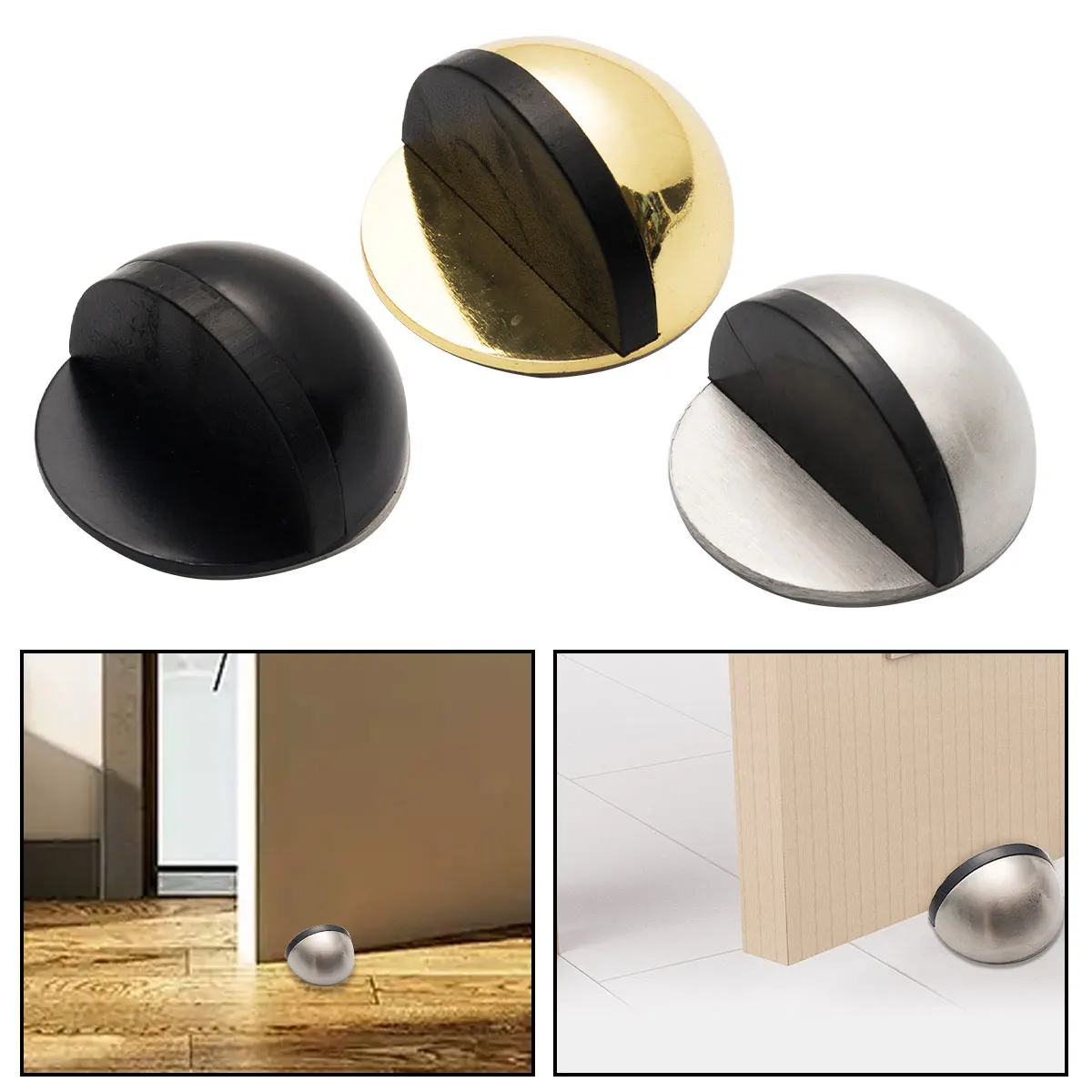 

Upgrade Semi-circle Anti-collision Door Stop Stainless Steel Magnetic Door Stopper Punch-free Door Touch Magnetic Suction Rubber