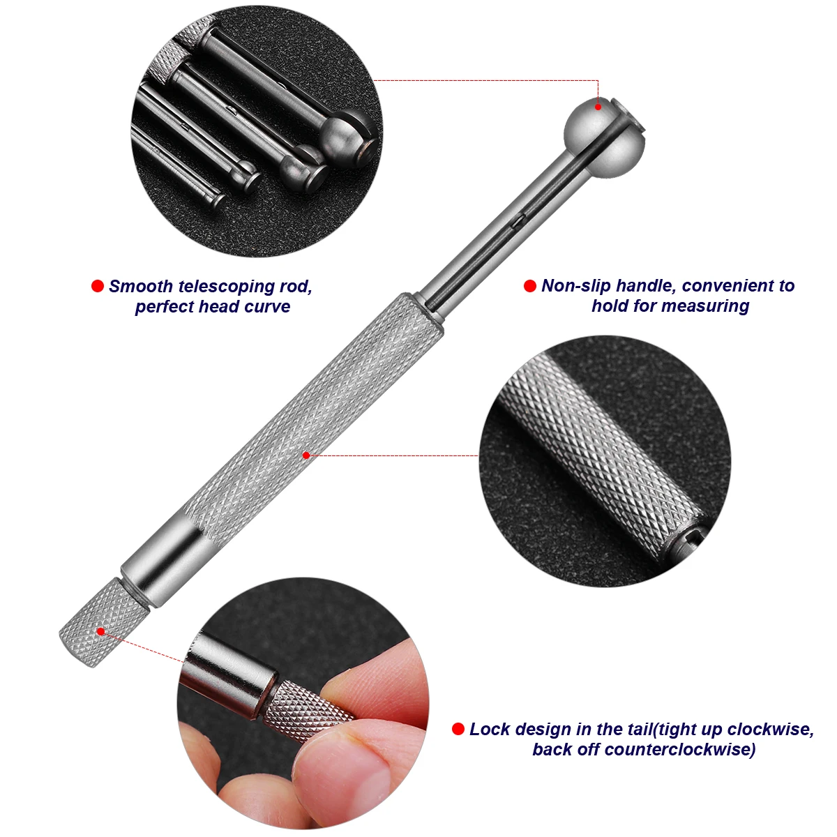 

Telescoping Hole Gage Set Small Hardened Tool Spherical Faces Inside Diameter Measurement Long Life Fully Hardened Deep