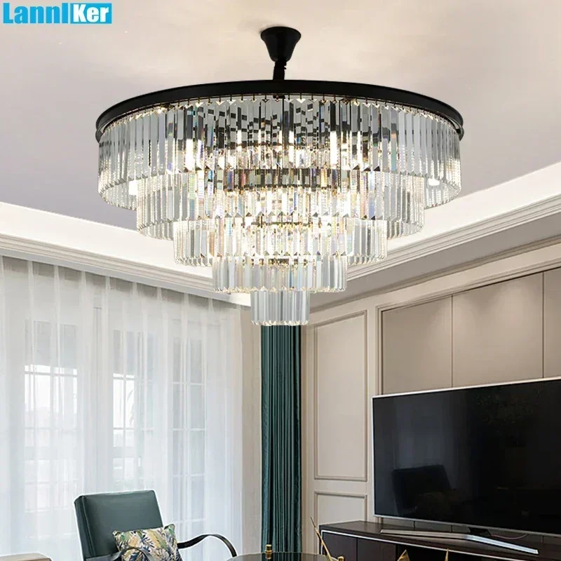 Modern Luxury Crystal Chandelier - Elegant Gold Hanging  Lamp for Living Room and Bedroom Decor Stylish Ceiling Pendant Lighting