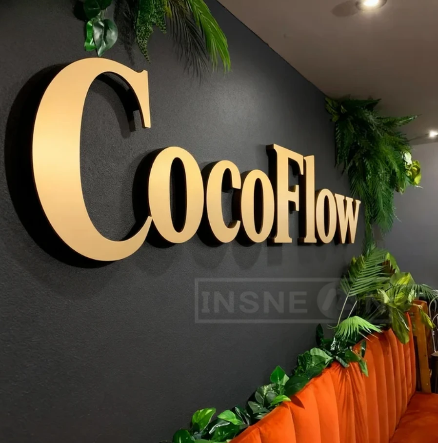 Custom Modern 2D Metal Sign Logo Metal Letters Non Illuminated Signboard Lights Advertising Led Acrylic Signs Letter Wall Garage