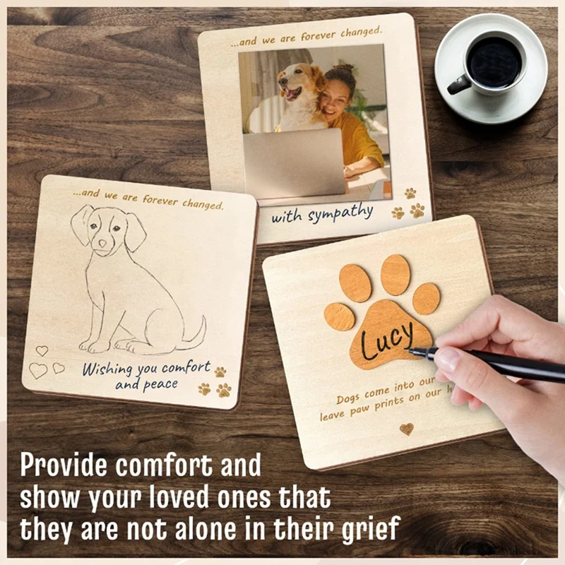 Wood Pet Sympathy Cards For Dog - Dog Sympathy Card For Pet Loss, Loss Of Dog Sympathy Gift Durable Easy Install