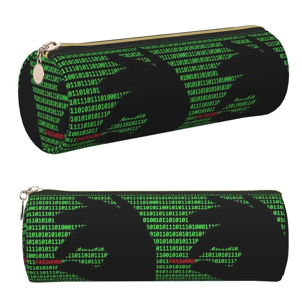 Hacker Code Binary Code Geek Science Computer Pencil Cases Pen Holder Cylinder Pen Box Pencil Bag for Boys Girls School
