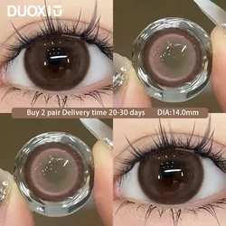 Duoxiu 2pcs Brown Color Nature Contact Lenses With Myopia Degree-0.00~ -8.00 Gray Black Beauty Pupil Makeup Eye