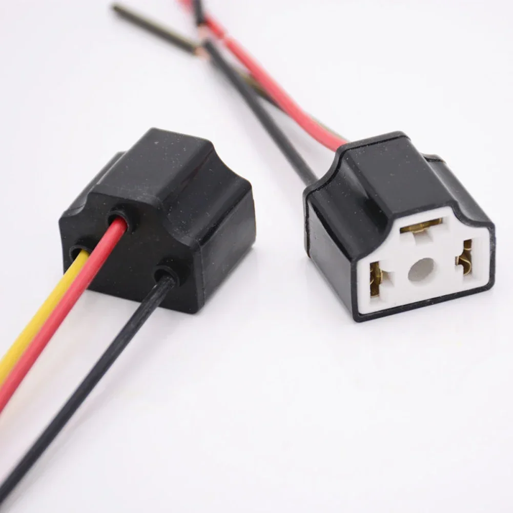 2Pcs 3-hole Ceramic Wire Wiring Bulb Base Light Beam Socket Plug Auto Light Accessories H4 Car Headlight Bulb Lampholder