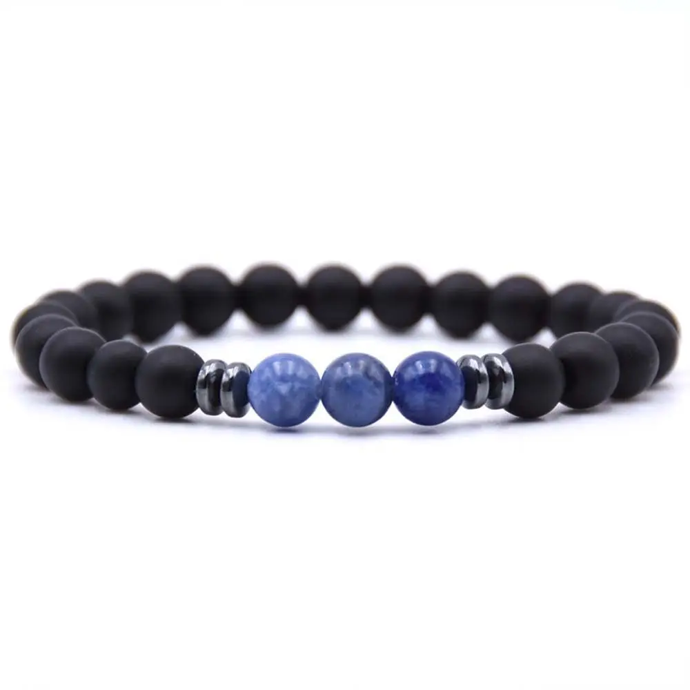 7 Chakra Fashion Accessories Agate Stone Black Tourmaline Matte Beaded Bracelets Jewelry Bracelets Yoga Bracelet