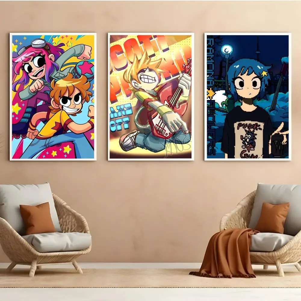 Anime S-Scott P-Pilgrim Takes Off Poster Peel and Stick Matte Self Adhesive PVC Easy Apply Removable Waterproof Frameless Home D