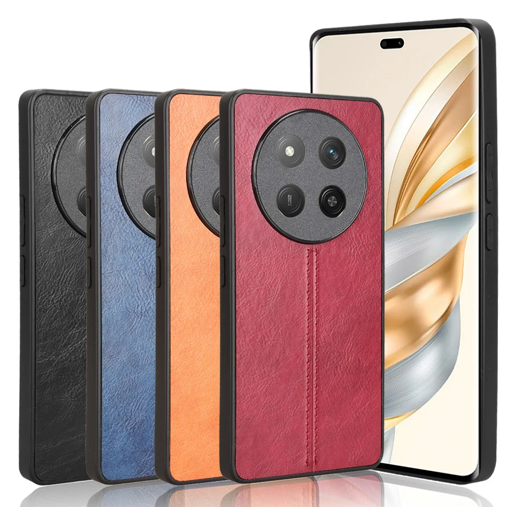 For Huawei Honor X9C Case Luxury Calfskin PU Leather lines Hard Back Cover Case For Honor X9C X 9C HonorX9C Phone Case