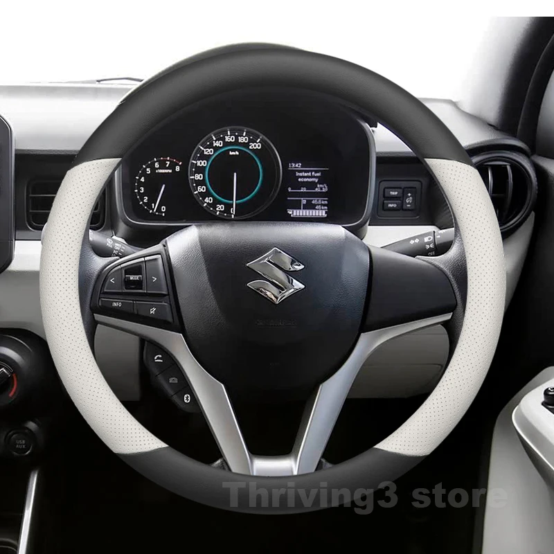 Leather Car Steering Wheel Cover For Suzuki Baleno 2015-2024 ignis Hybrid AllGrip 2016-2020 Non-slip Auto interior Accessories