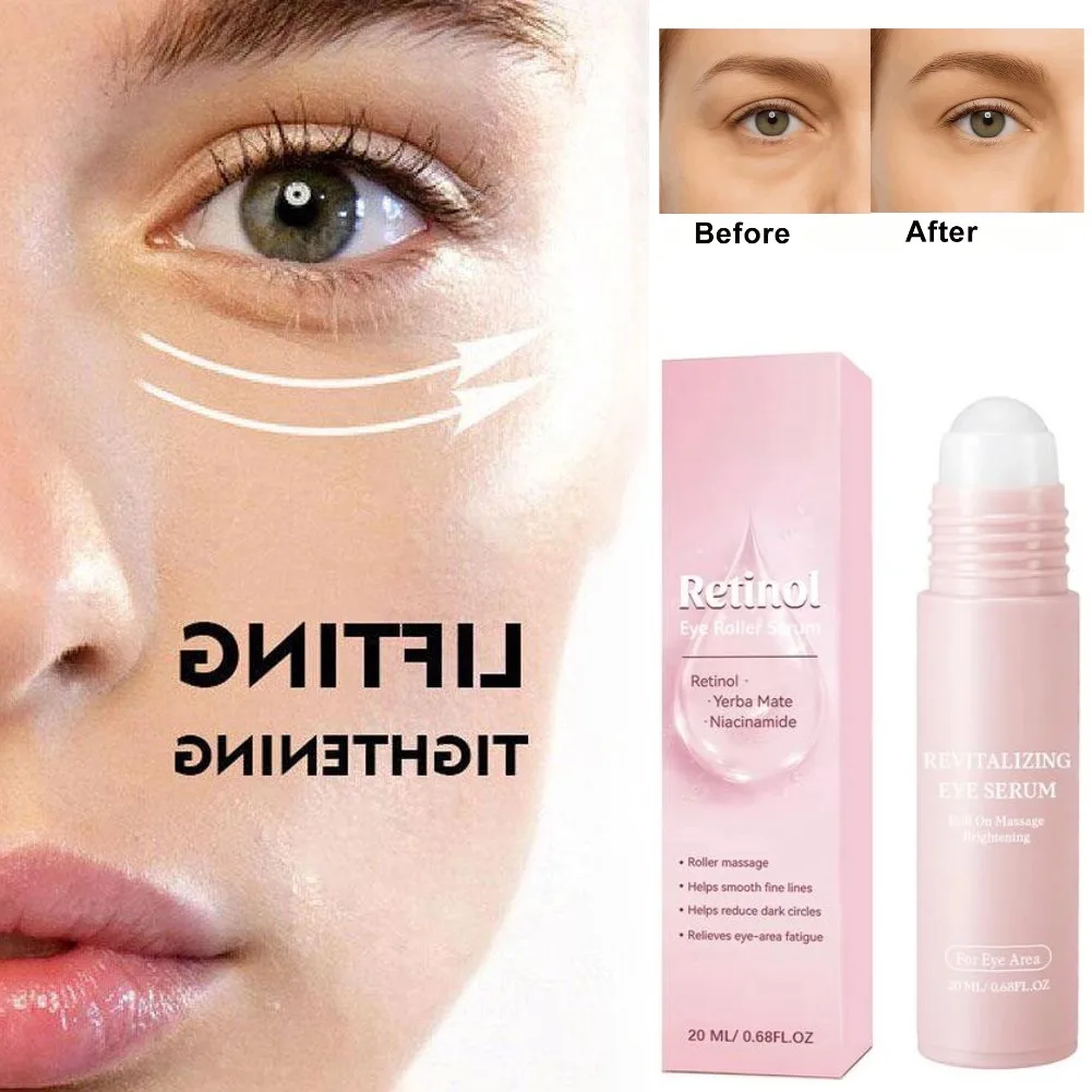 Retinol Lift Firming Eye Roller Serum 20ml,Smooth Fine Line,Brighten Dark Circles,Relieve Eye‑Area Fatigue Radiance Skin Essence
