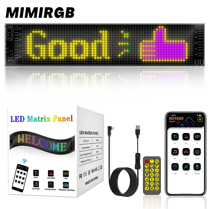 Luce notturna USB programmabile LED Pixel Matrix Soft Screen RGBIC Bluetooth APP controlla animazione del testo pubblicitario dell'auto