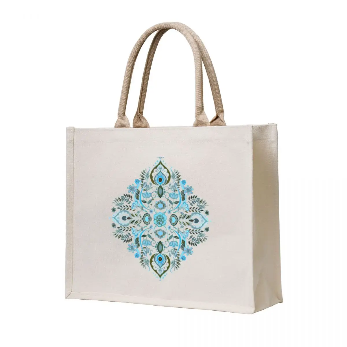 

Modern Folk in Aqua and Umber Tote Bag hand bag custom fabric bag tote women