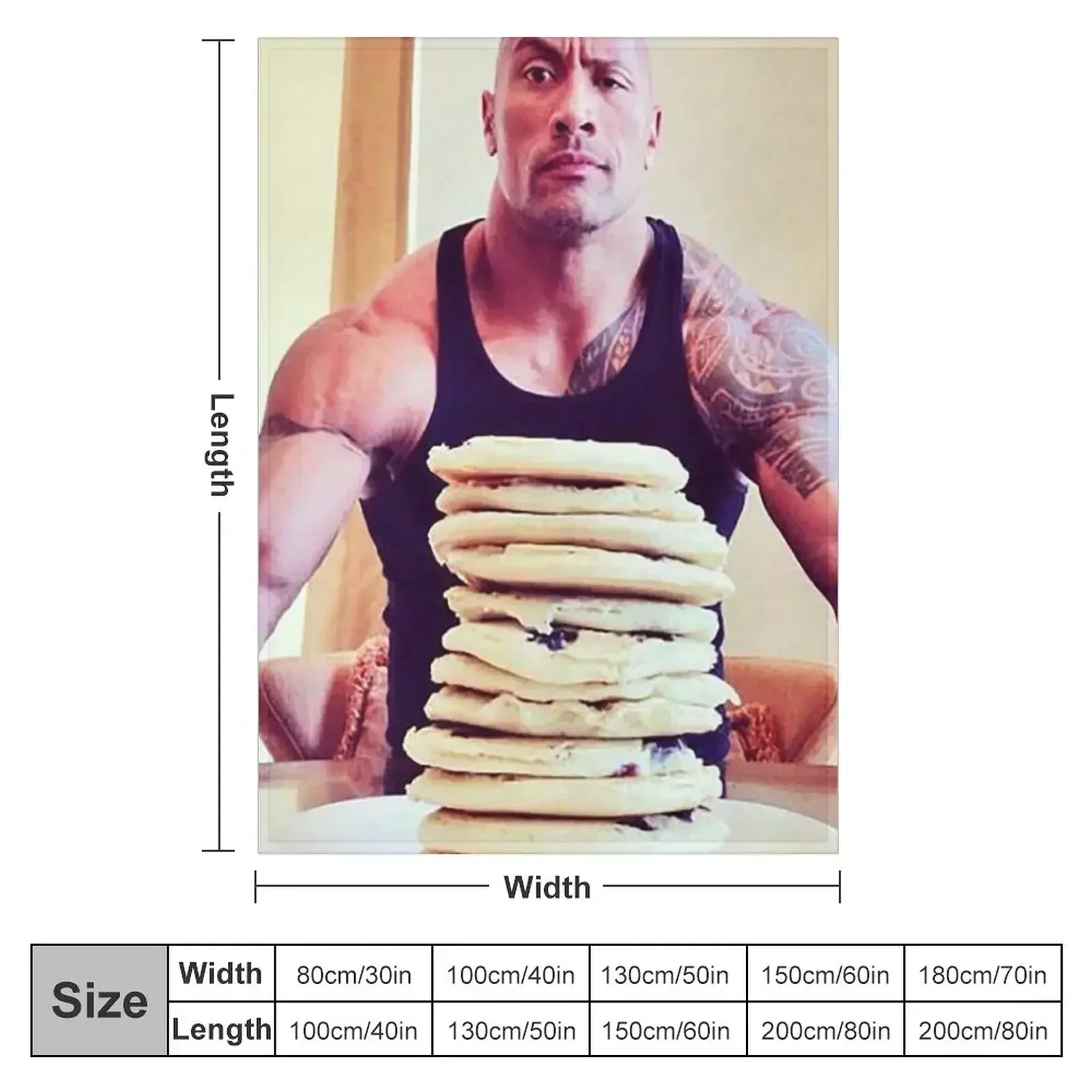 Dwayne The Rock Johnson Eating Blueberry Pancakes Throw Blanket couch cozy soft plush fuzzy picnic outdoor blanket