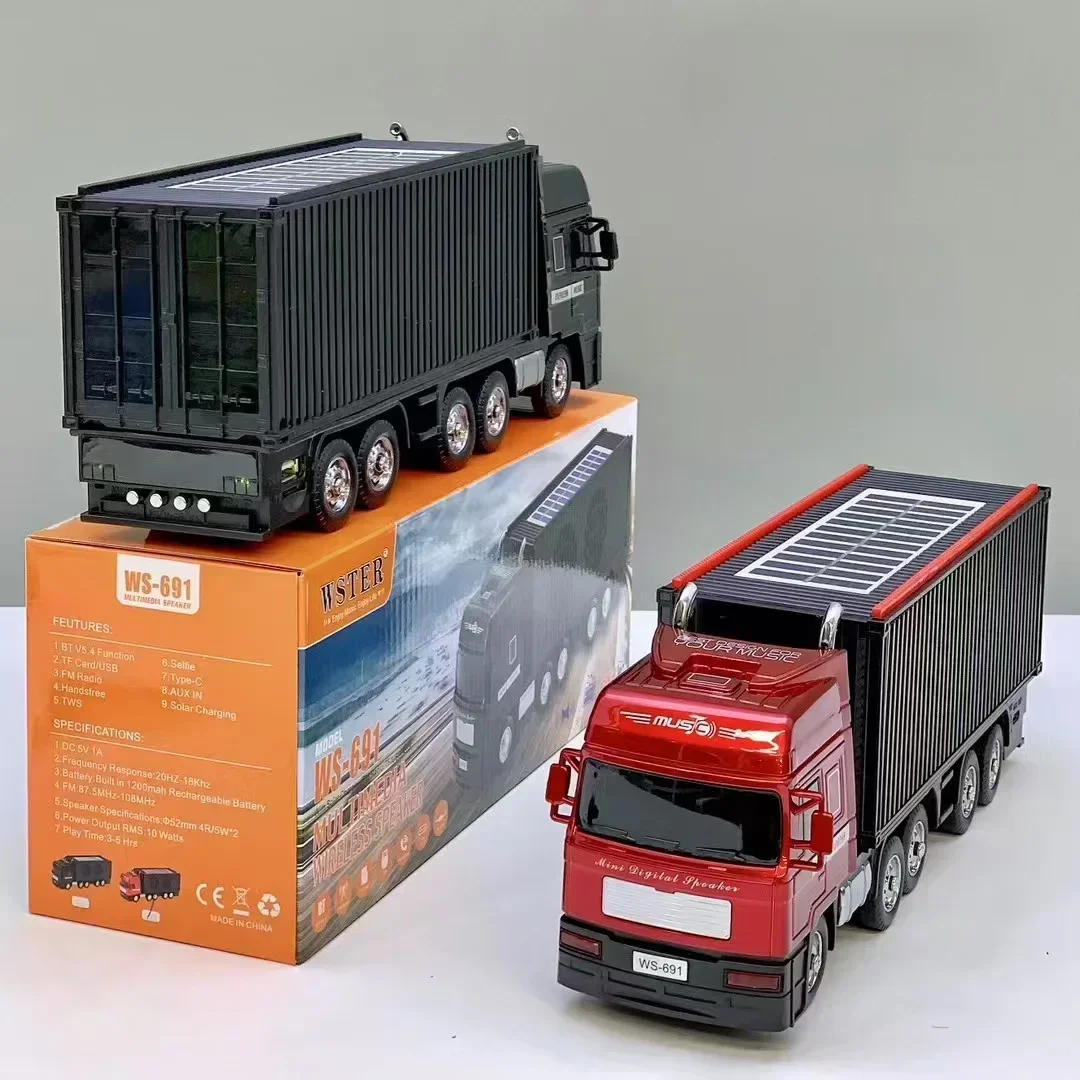 Caixa De Som Bluetooth 10W Music Player WS-691 Container Truck BT Multifunctional Wireless Speaker with Solar Charging TF TWS