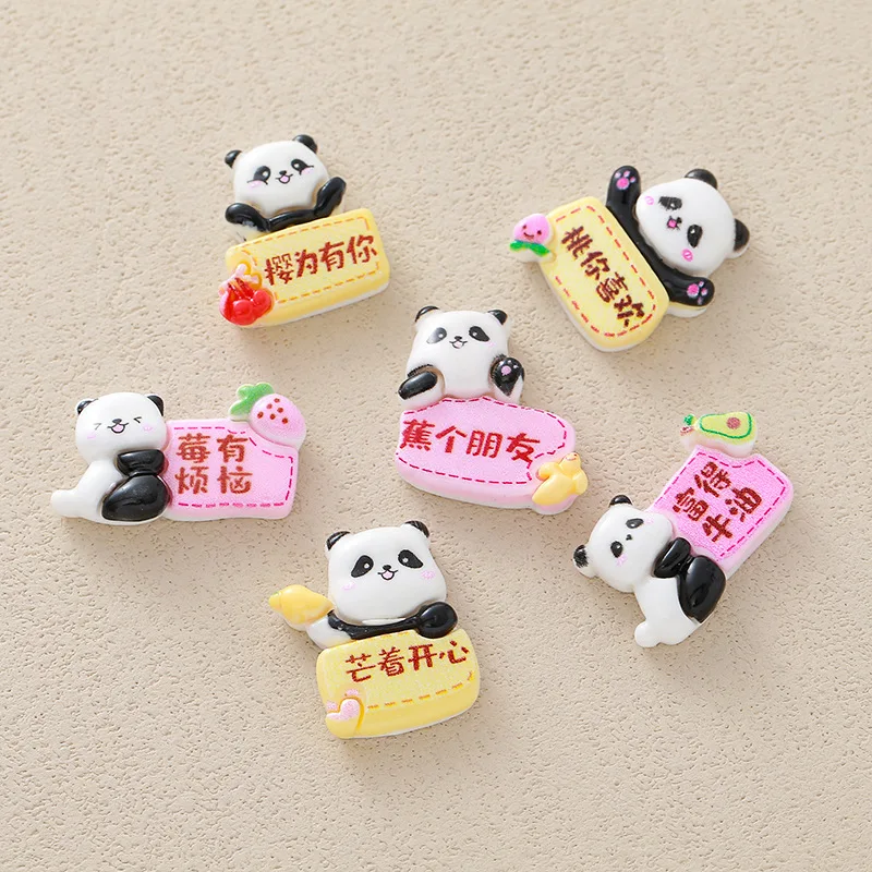 

5pcs Cartoon glossy panda brand cream glue DIY mobile phone case hair accessories clothing water cup refrigerator flatback resin