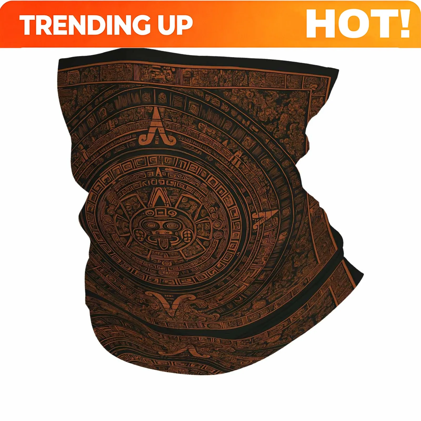Customization Mayan Calendar, Ancient Artifact, Symmetrical Design Novel Design Multi Functional Print Scarf Suitable Outdoor Me