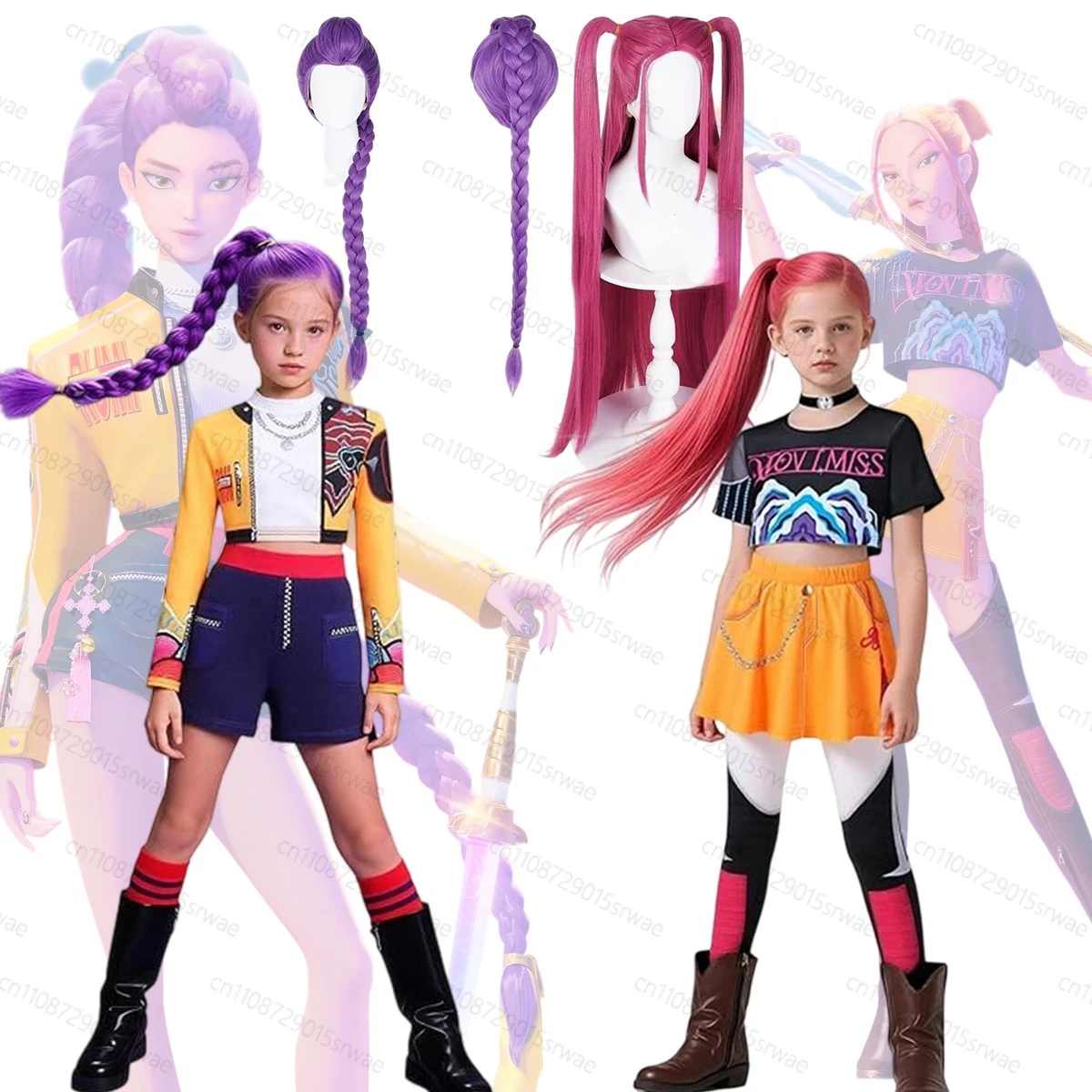 

Mira Rumi KPOP Demon Hunters Children's Cosplay Size Available Cartoon Sle Performance Clothes Girl Idol Group Costumes