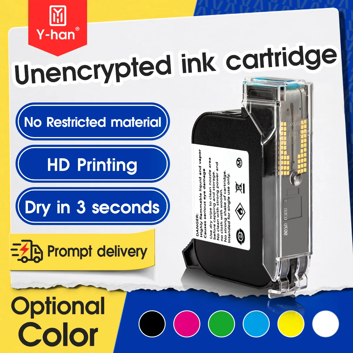 JS12M 12.7mm Universal High Adhesion Fast Dry InkTank for Smooth Surfaces Compatible with Handheld & Online Inkjet Coders