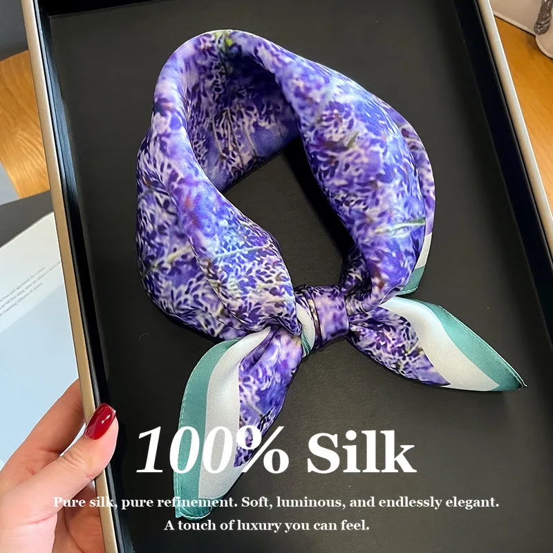 

New Wrap 100% Pure Silk Bandana Women Square Scarves Wrap Kerchief Spring Summer Fashion Pashmina Poncho Headband Hijab Shawl