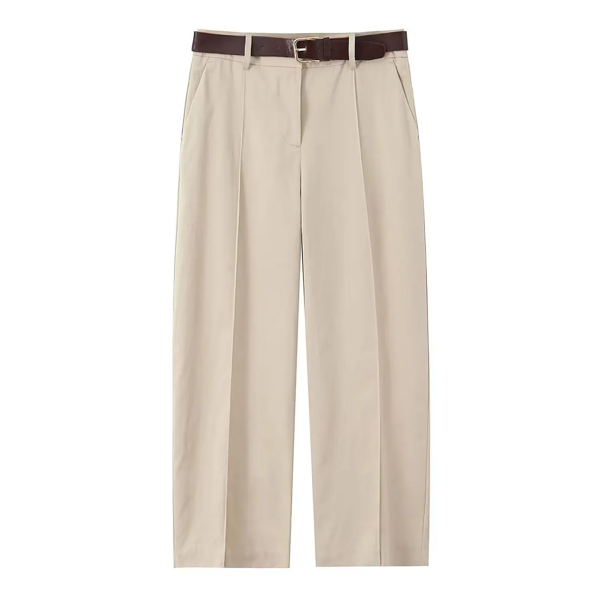 

Женские модные повседневные брюки с низкой талией, коричневые брюки с высокой талией и широкими штанинами, повседневные брюки для повседневного образа L5Y4