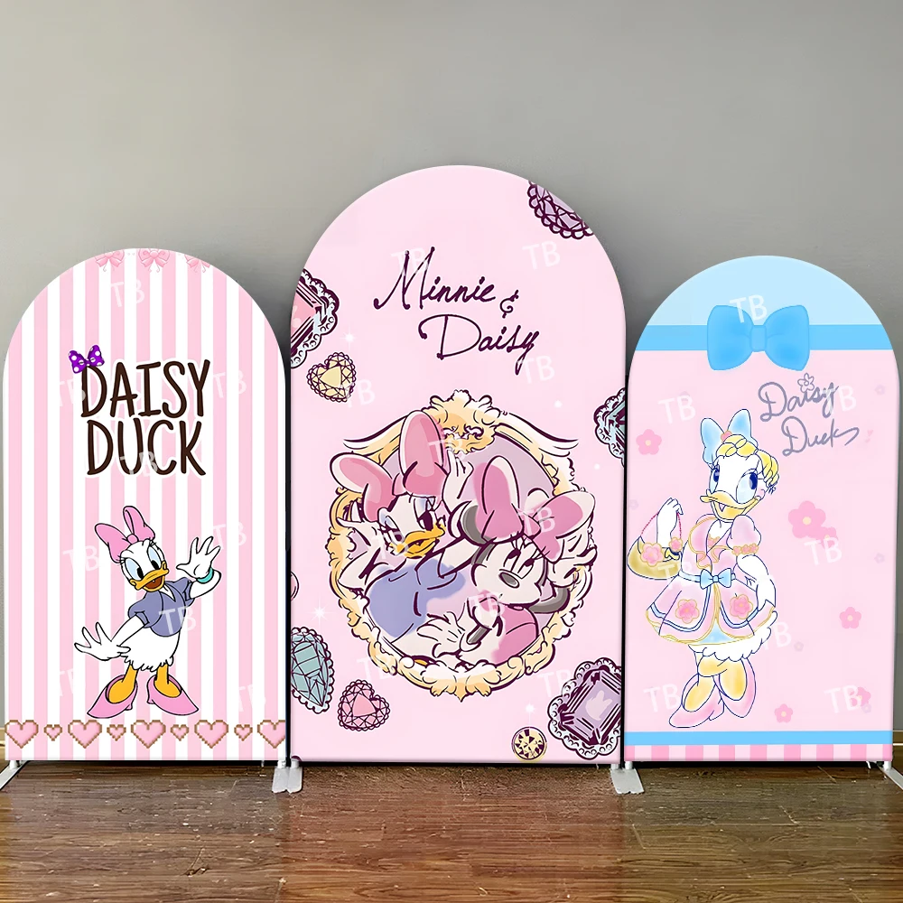 

Minnie & Daisy Disney Arch Backdrop Cover Baby Shower Party Hearts Diamonds Cute Photo Booth Props for Events & Home Decoration