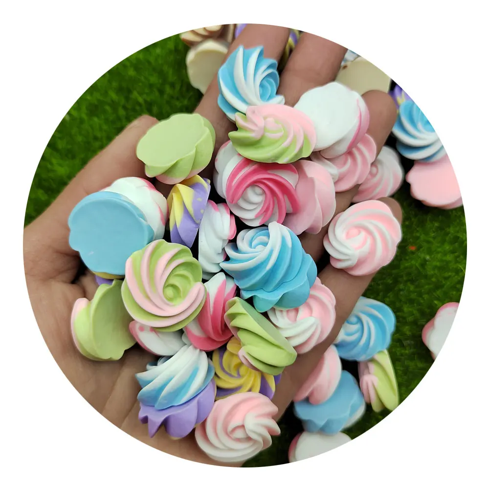 Wholesale Resin Candy Meringue Simulation Food Chocolate Flatback Cabochon DIY Scrapbooking Decor Crafts Doll house Accessories