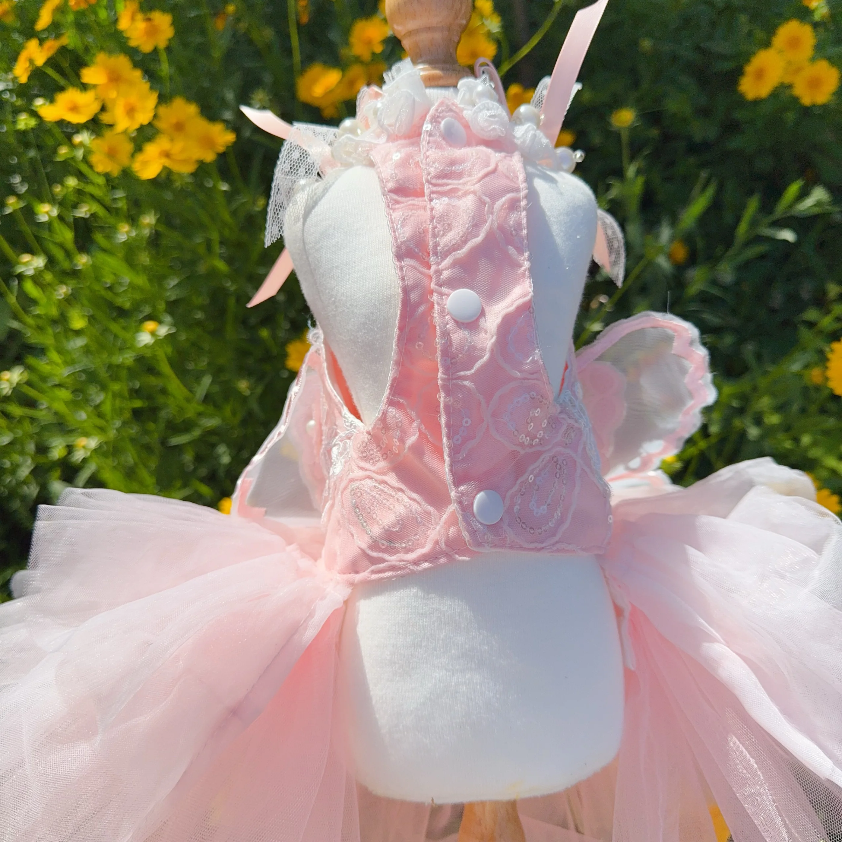 Dog Dress Large ASENKU Dog Wedding Dress Pink Lace Princess Outfit - Formal  Apparel For Small Medium Dogs