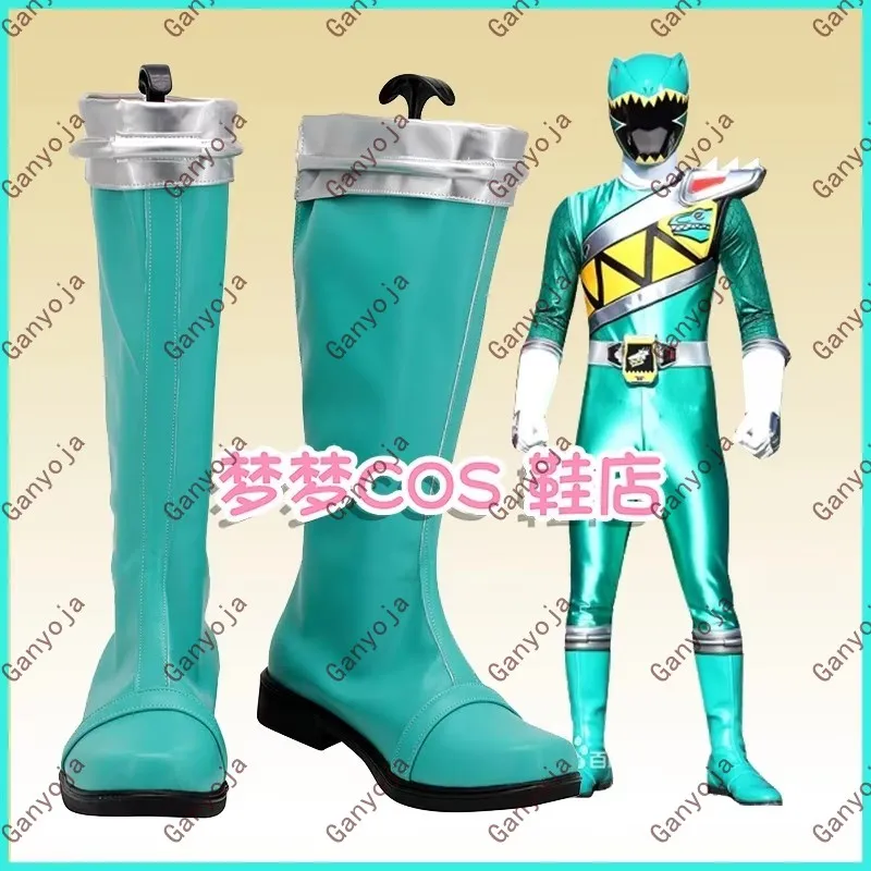 

Zyuden Sentai Kyoryuger Kyoryu Green Souji Rippukan Cosplay Costume Shoes Carnival Halloween Boots Handmade Faux Leather Boots