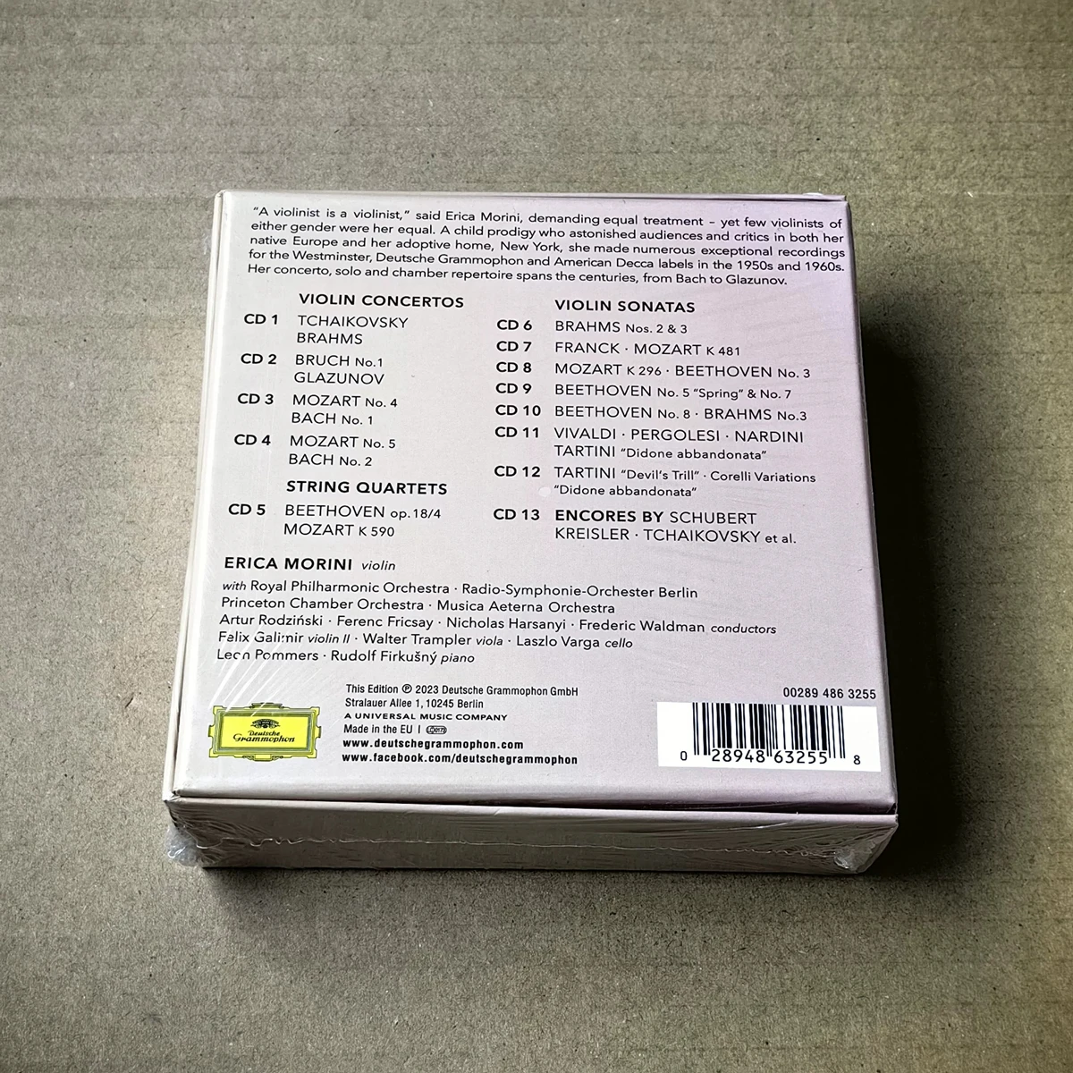 แผ่นซีดีเพลงคลาสสิกของเอริกา โมรินี อัลบั้ม The Art Of Erica Morini ชุดเพลง Allegro Moderato 13 แผ่น ของสะสมสำหรับคอสเพลย์ เครื่องเล่นเพลงแบบพกพา ซาวด์แทร็กในกล่อง