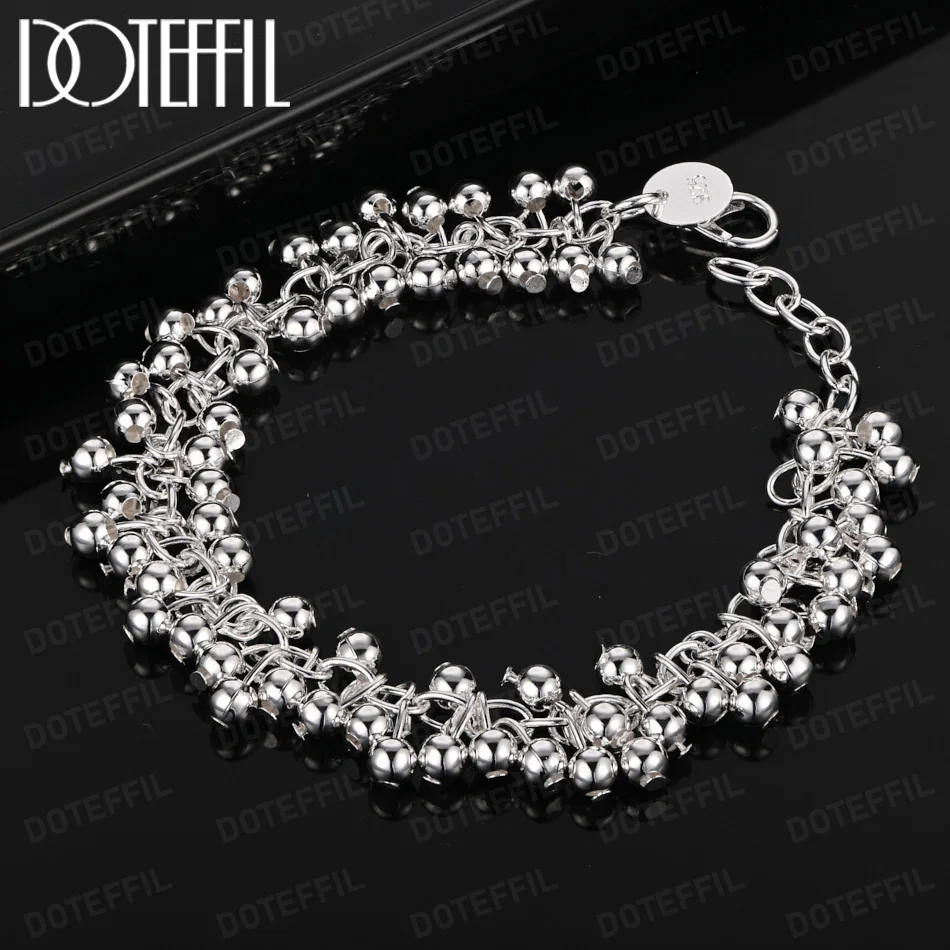 

DOTEFFIL Charms Bead Chain 925 Sterling Silver Bracelets Fashion Cute Nice Women Grapes Bracelet Wedding Jewelry