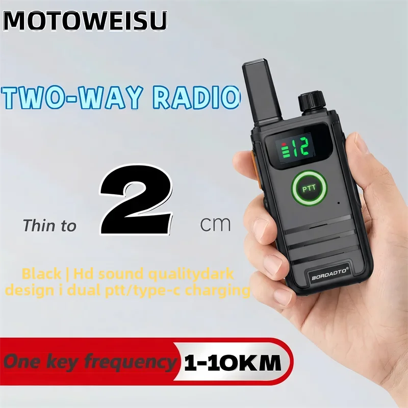 2026 New 2 Pcs Mini PMR446 Walkie Talkies 16CH Portable Two-Way Radio with LCD Display PTT Handheld Radio for Hunting Cafe Hotel
