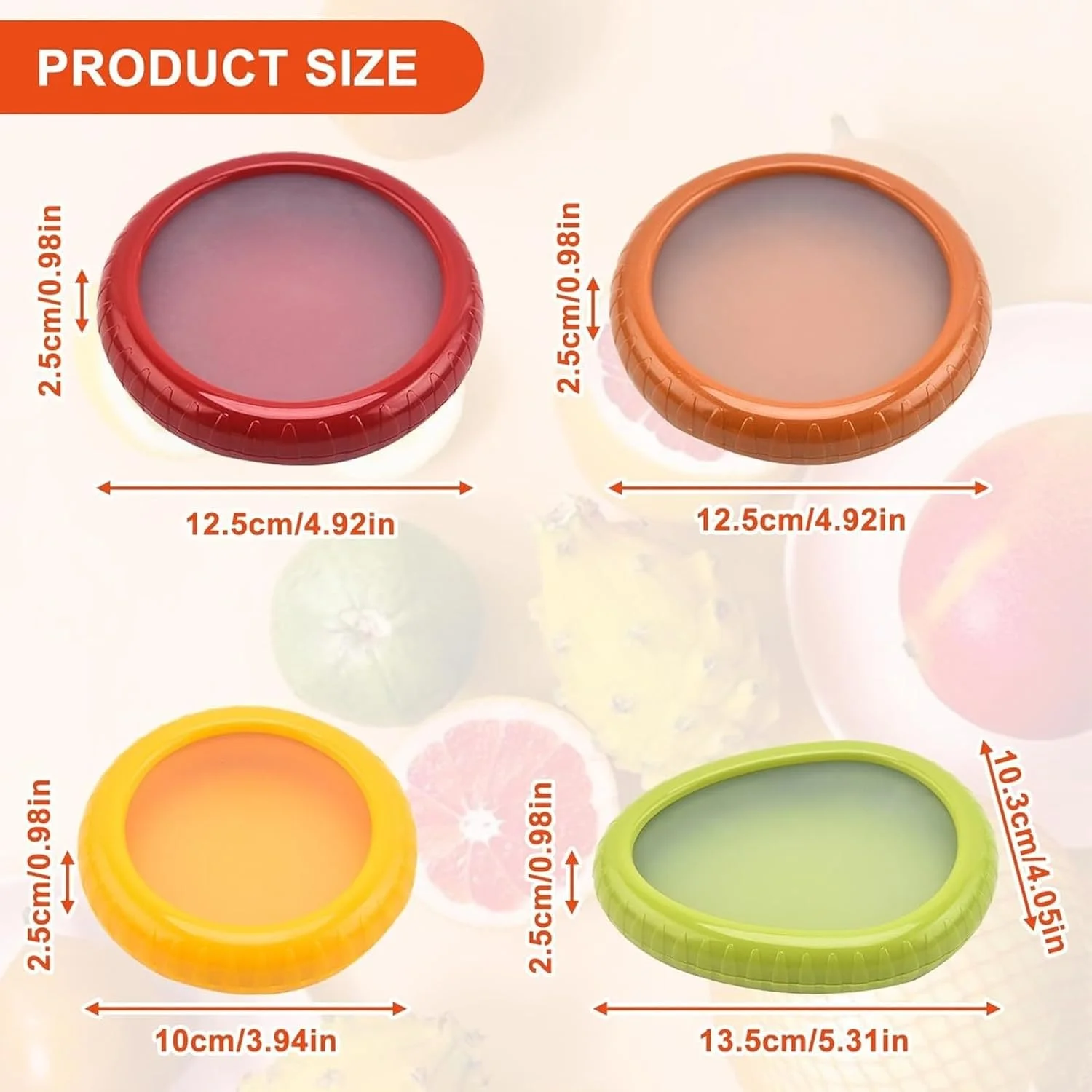 Silicone Fruit   Set Of 4 Bpa Free Reusable Silicone Fruit  Containers for Fridge Keep , Saver and Vegetables ,  for Onion Stret