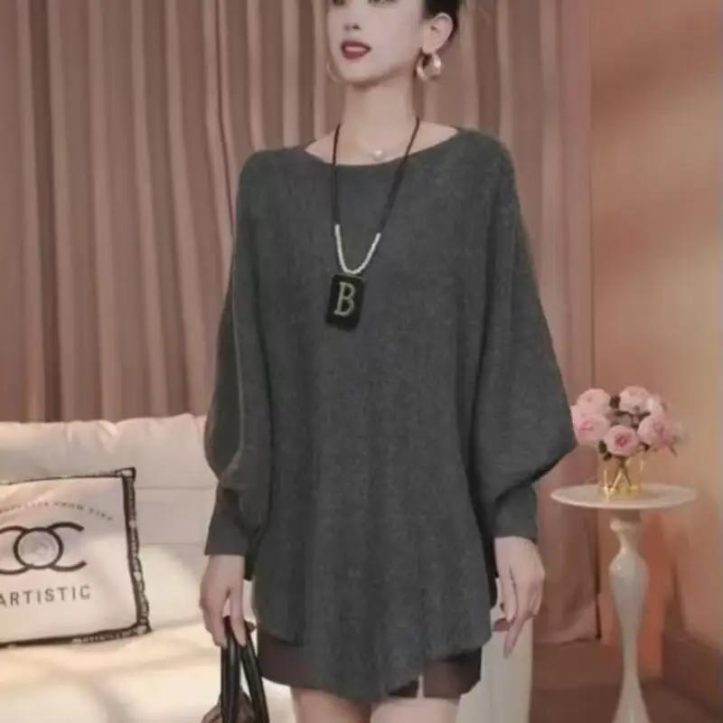 2025 خريف شتاء جديد إمرأة تصميم الأزياء كيب الخفافيش كم سترة قمم فضفاضة عارضة الراحة الدافئة الغربية محبوك سترة معطف #6