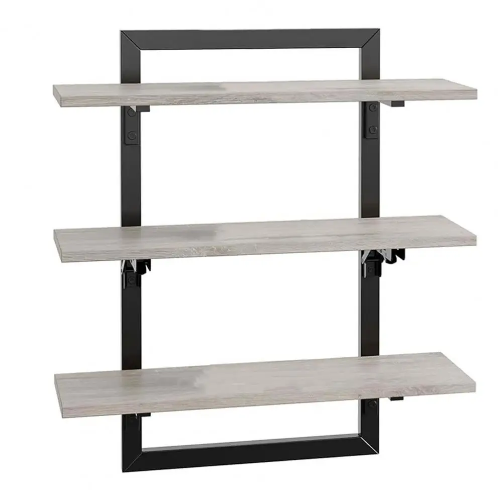 Wall Mounted Wooden Shelves Floating Wooden Storage Shelf with Foldable Design Strong Load-bearing Capacity Smooth for Display