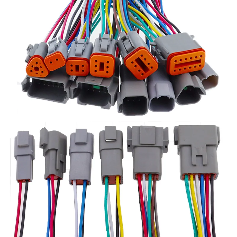 1Pcs With 15cm Wiring DT06-2S/DT04-2P 3P 4P 6P 8P 12P Male Female Plug Socket For Automobile DT Waterproof Automotive Connector