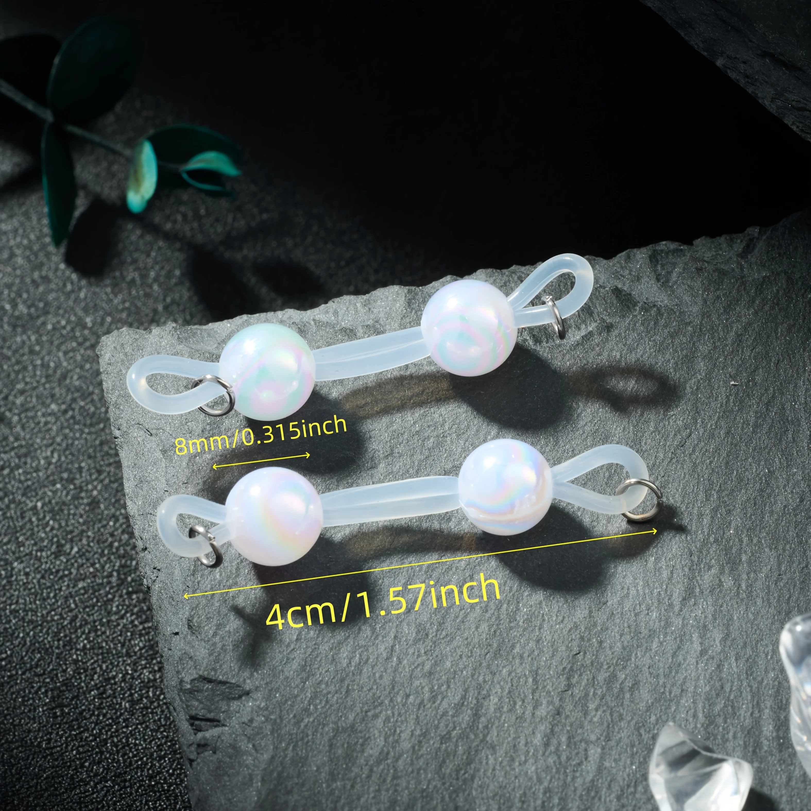 سلاسل خرز بدون ثقب - أرجواني باستيل، وردي، وردي قزحي الألوان وردي/أزرق/أرجواني/، حلقات سيليكون قابلة للتعديل، مجوهرات بمشبك