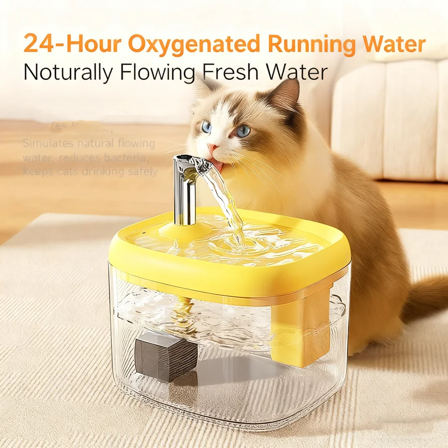 New Cat Water Fountain Auto Filter Transparent Cat Drinker USB Anti-Dry Burning Recirculate Filtering Water Dispenser with Pump