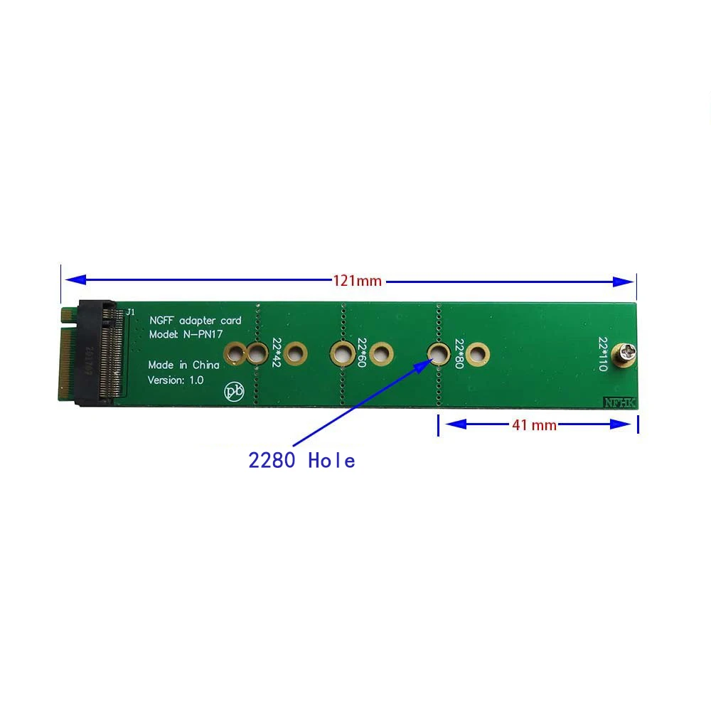 22110 NVMe M.2 NGFF SSD to 2280 Converter Riser Adapter 2280 Install 22110 NVMe M.2 NGFF SSD Full Length 121mm NGFF Adapter Card
