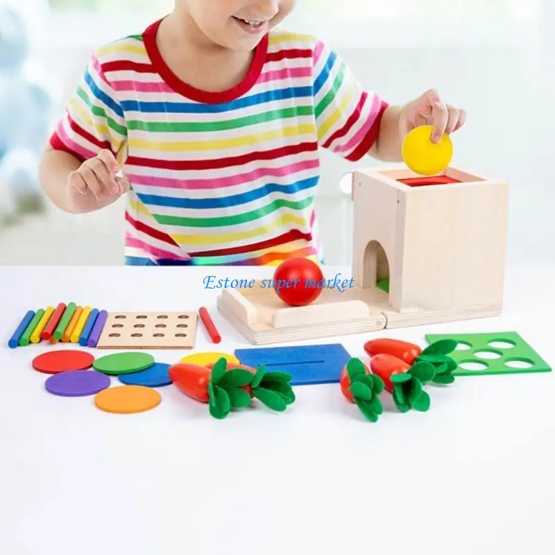 090B Toy Colorful Educational Toy Pull Radish Toy Shapes Puzzle Colorful Box Toy Toddler PlayKit Coin Box