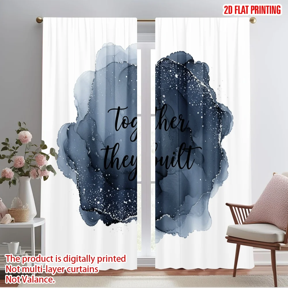 

2pcs 2D flat printing Curtain Together They Built Life 100% Polyester Fabric Without Electricity Party Decorations for Indoor