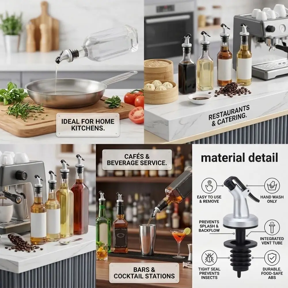 5pcs Durable ABS Oil Bottle Spout Flip Top Cap Anti-Drip Design Vinegar Bottle Stopper Bottle Pourer Dispenser Restaurant