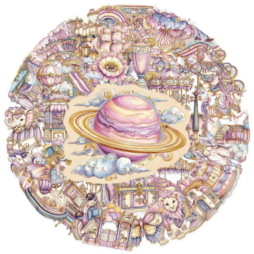 

10/30/50pcs Cute Dream Amusement Park Aesthetic Stickers for Scrapbook Phone Guitar DIY Cartoon Transparent Sticker Kid Toy Gift