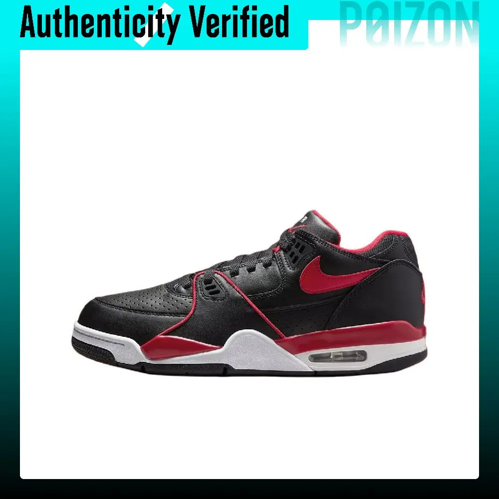 Nike Air Flight 89 Slip Resistant Abrasion Resistant Low top Basketball Shoes Unisex Black Red FZ3045-001