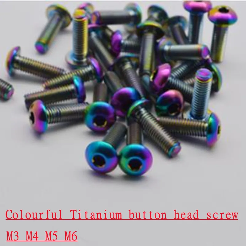 

5-10pcs colourful GR2 Allen Round Titanium screw ISO7380 M3 M4 M5 M6 Titanium Hex Hexagon Socket Button Head Screw