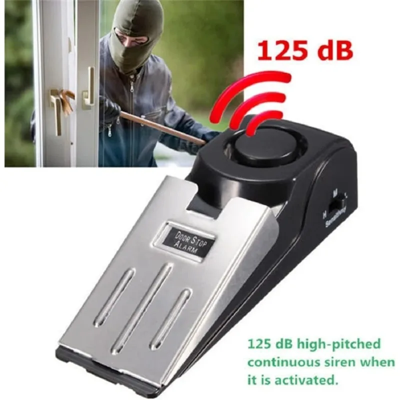 Door Stop Alarm 125 DB Anti-theft Burglar Stop System Wedge Shaped Door Stop Stopper Alarm Block Blocking System for Hotel Home