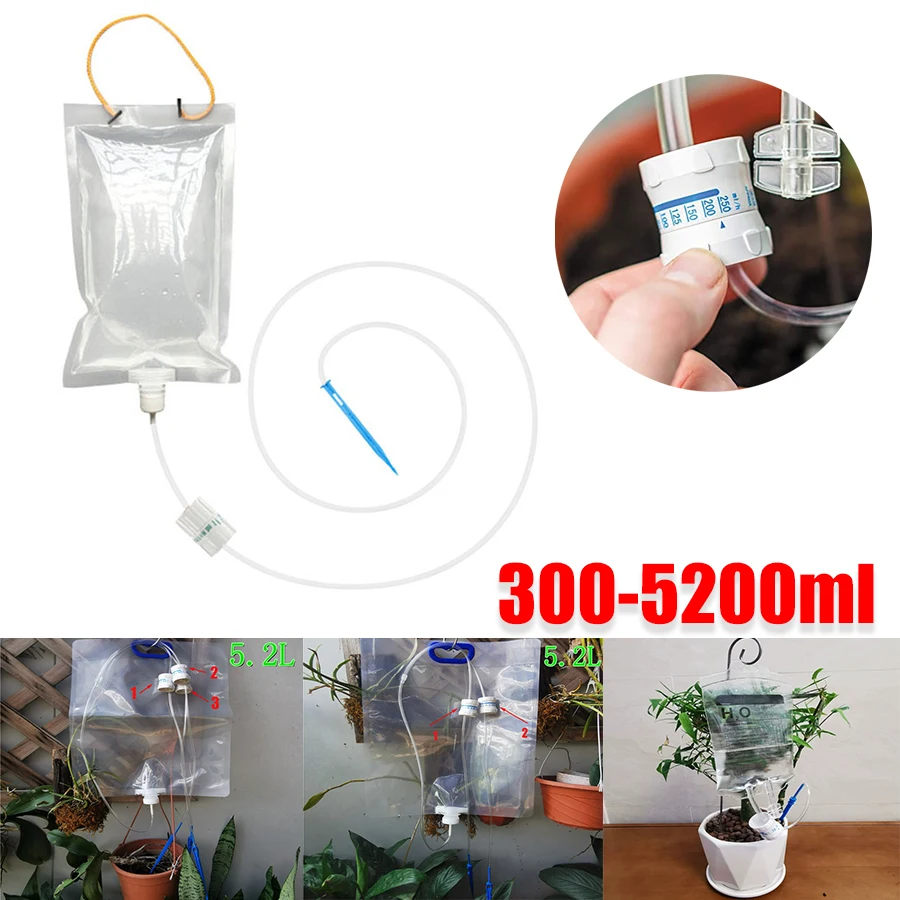 350-5200ml Plant Water Bag Irrigation Drip Bag with Metal Hooks Self Watering Devices with Adjustable Water Outlet Speed Plant